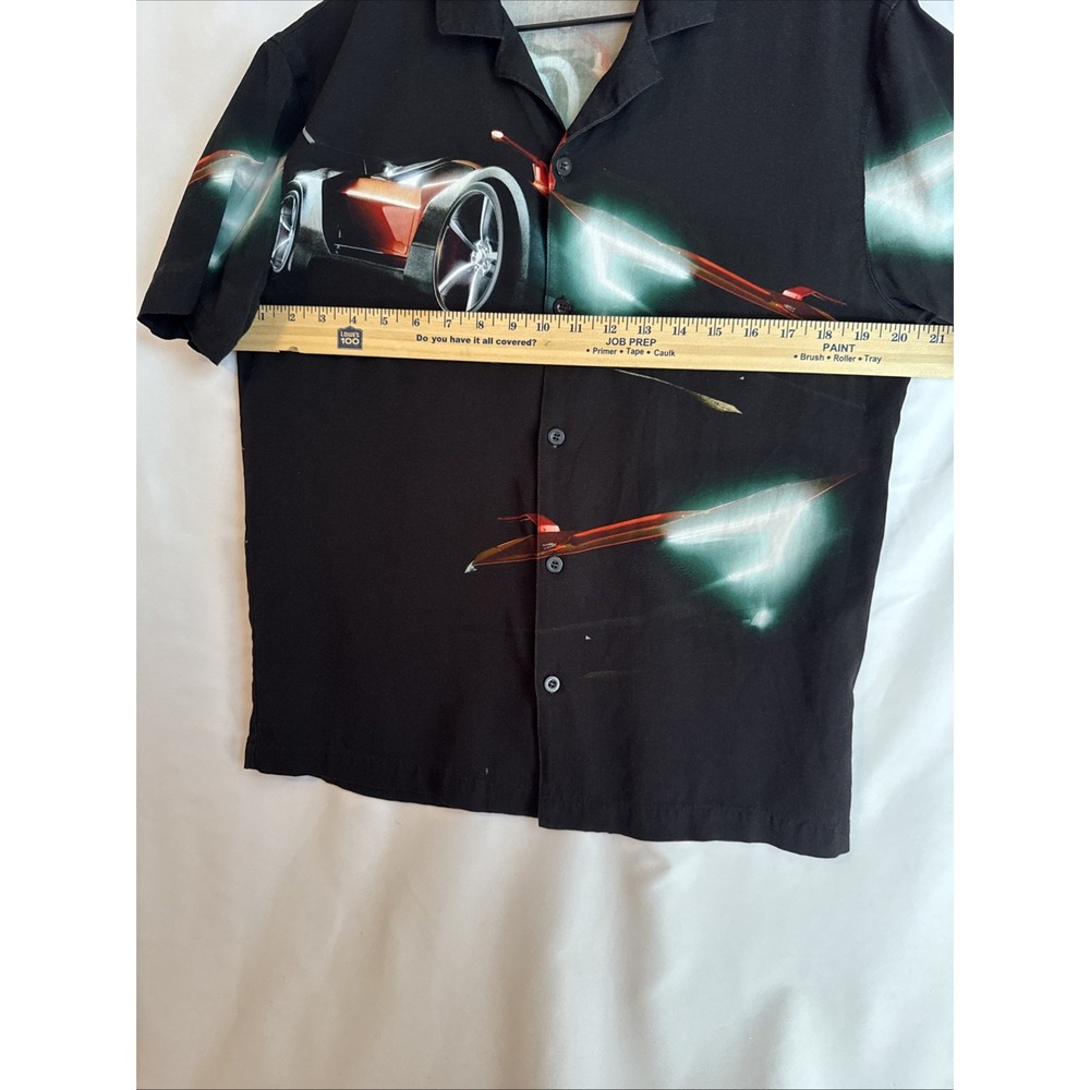 Men's Forever 21 Sports Racing Car Shirt Front Button Black Size Small - Picture 3 of 7